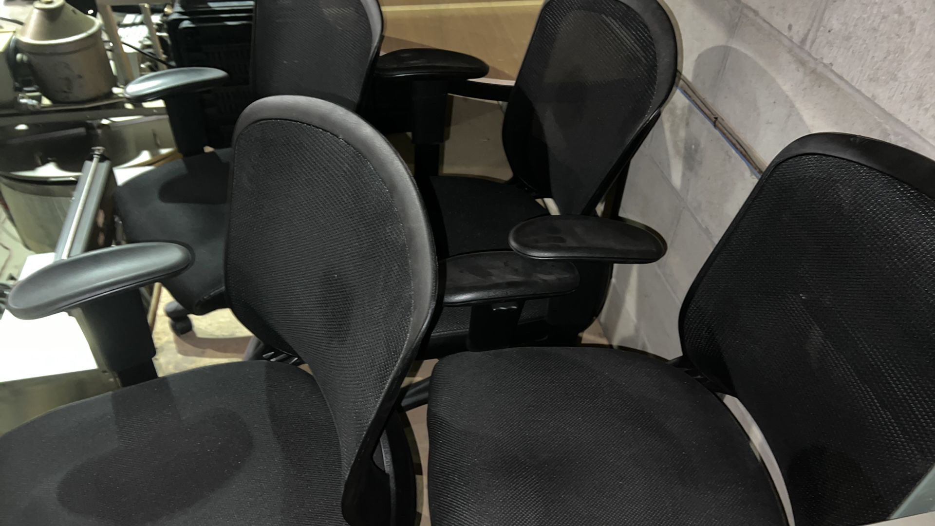 Lot of (3) multi-adjustable padded office chairs and stool - Image 4 of 5