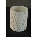 A Terence Conran white glass vase, of cylindrical form with a lattice design to the sides, label
