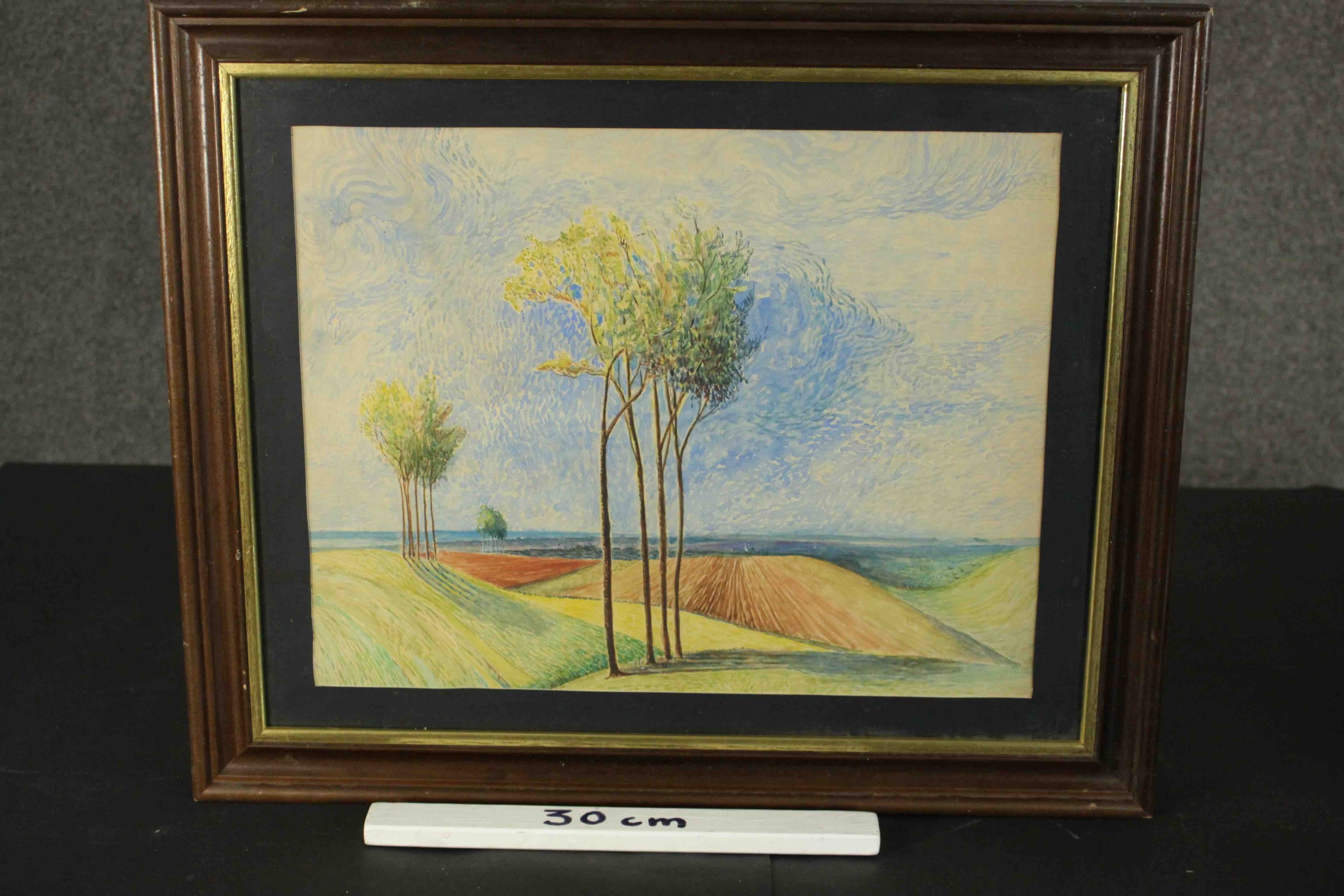 Impressionist school, Trees in a Landscape, watercolour. H.49 W.59cm. - Image 3 of 7