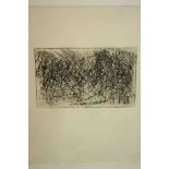 A framed and glazed abstract black etching. H.51 W.41cm.