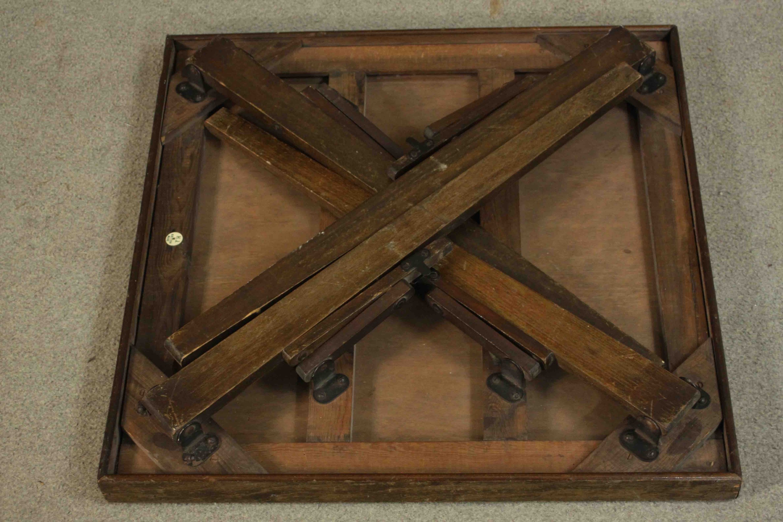 A vintage folding card table with makers label to the underside. H.71 W.62 D.62cm. - Image 3 of 9