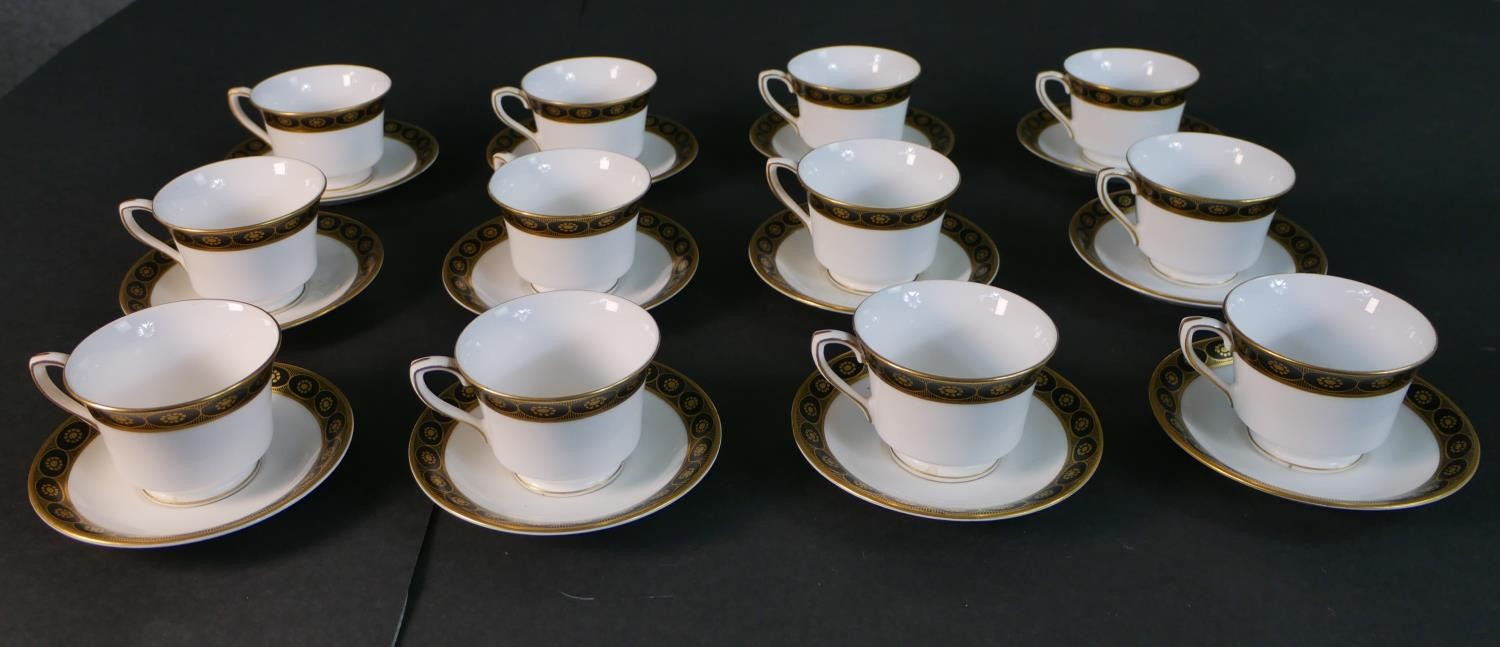 A collection of hand painted porcelain, including a set of twelve hand painted black and gold - Image 2 of 9