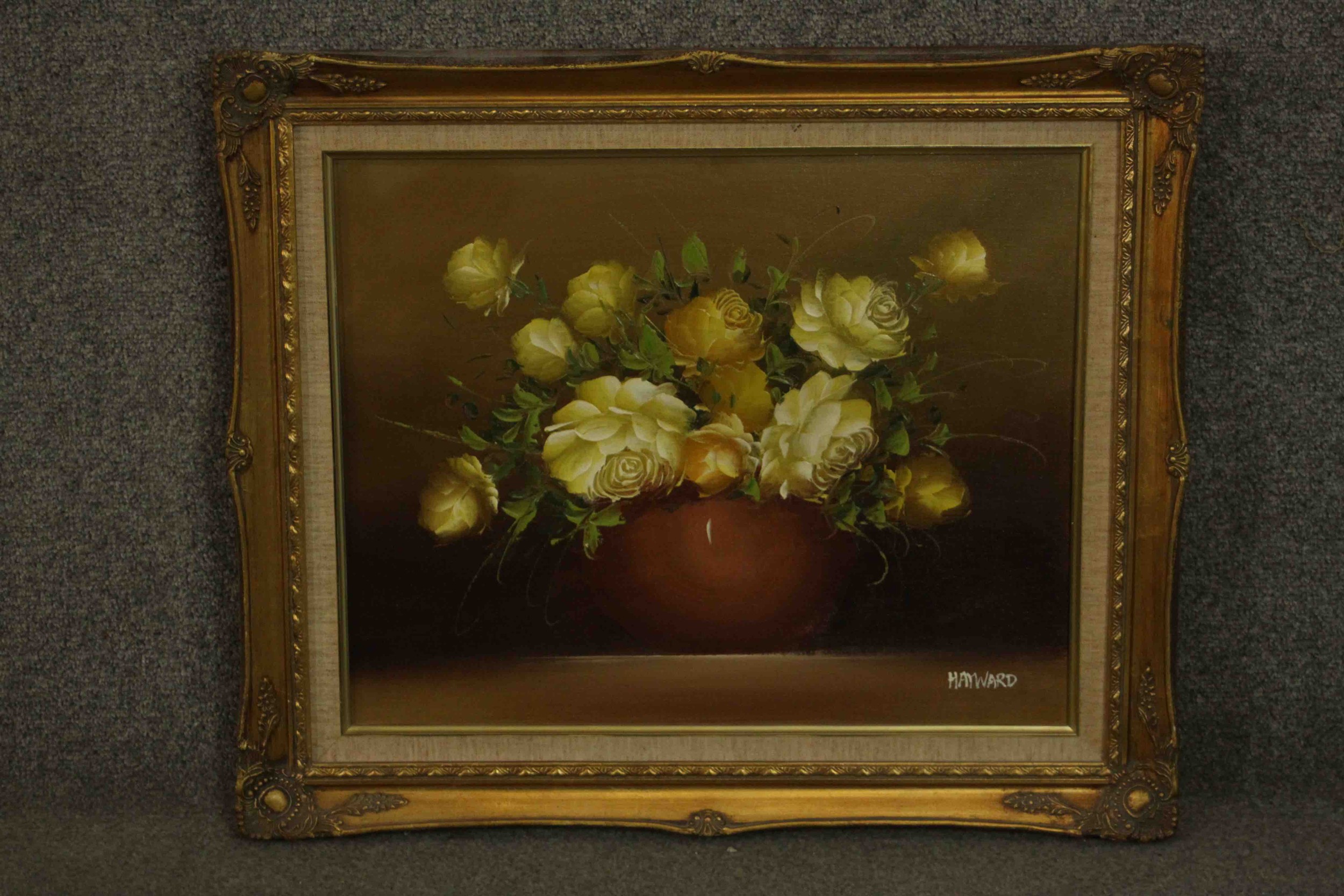 Late 20th century school, still life of flowers, oil on canvas, signed Hayward lower right. H.55 W. - Image 2 of 6