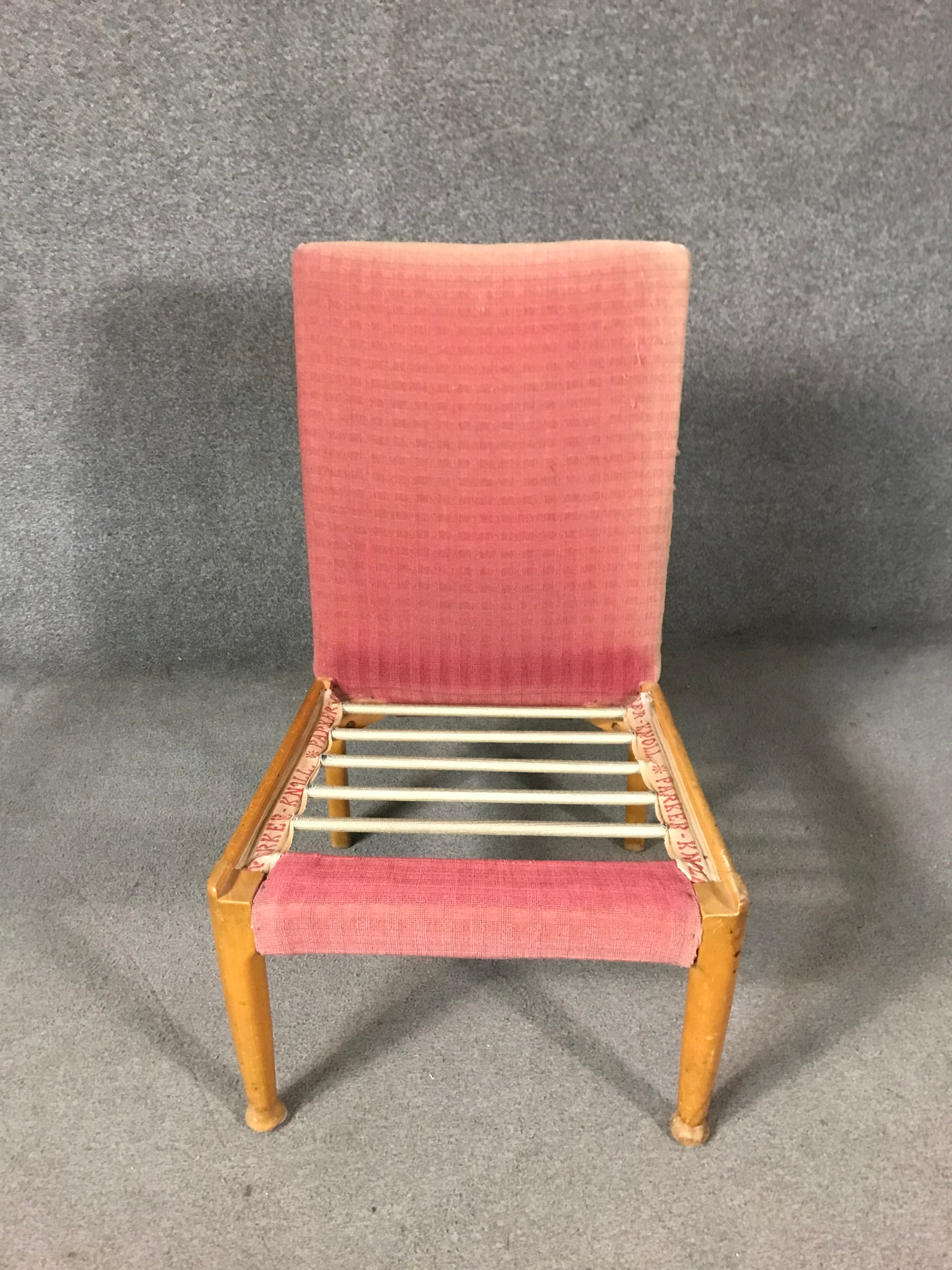 A mid 20th century teak Parker Knoll bedroom chair, upholstered in pink fabric, with a patterned - Image 11 of 11