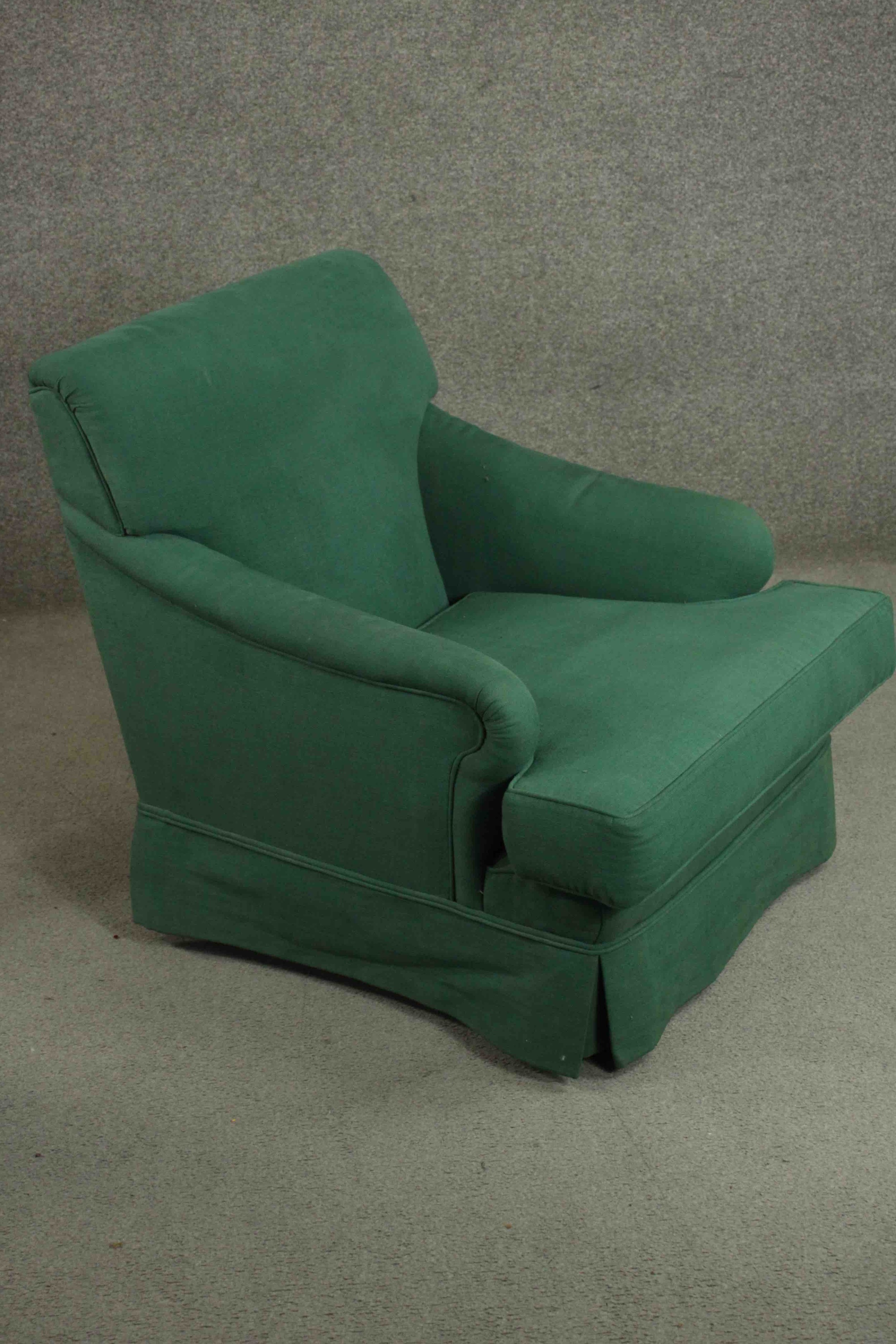 A Howard style armchair, upholstered in green fabric. H.80 W.64 D.83cm. - Image 2 of 5
