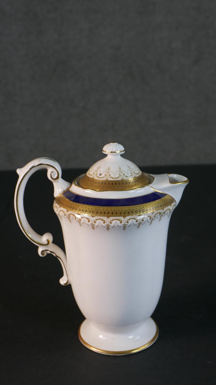 A collection of hand painted porcelain, including a set of twelve hand painted black and gold - Image 5 of 9