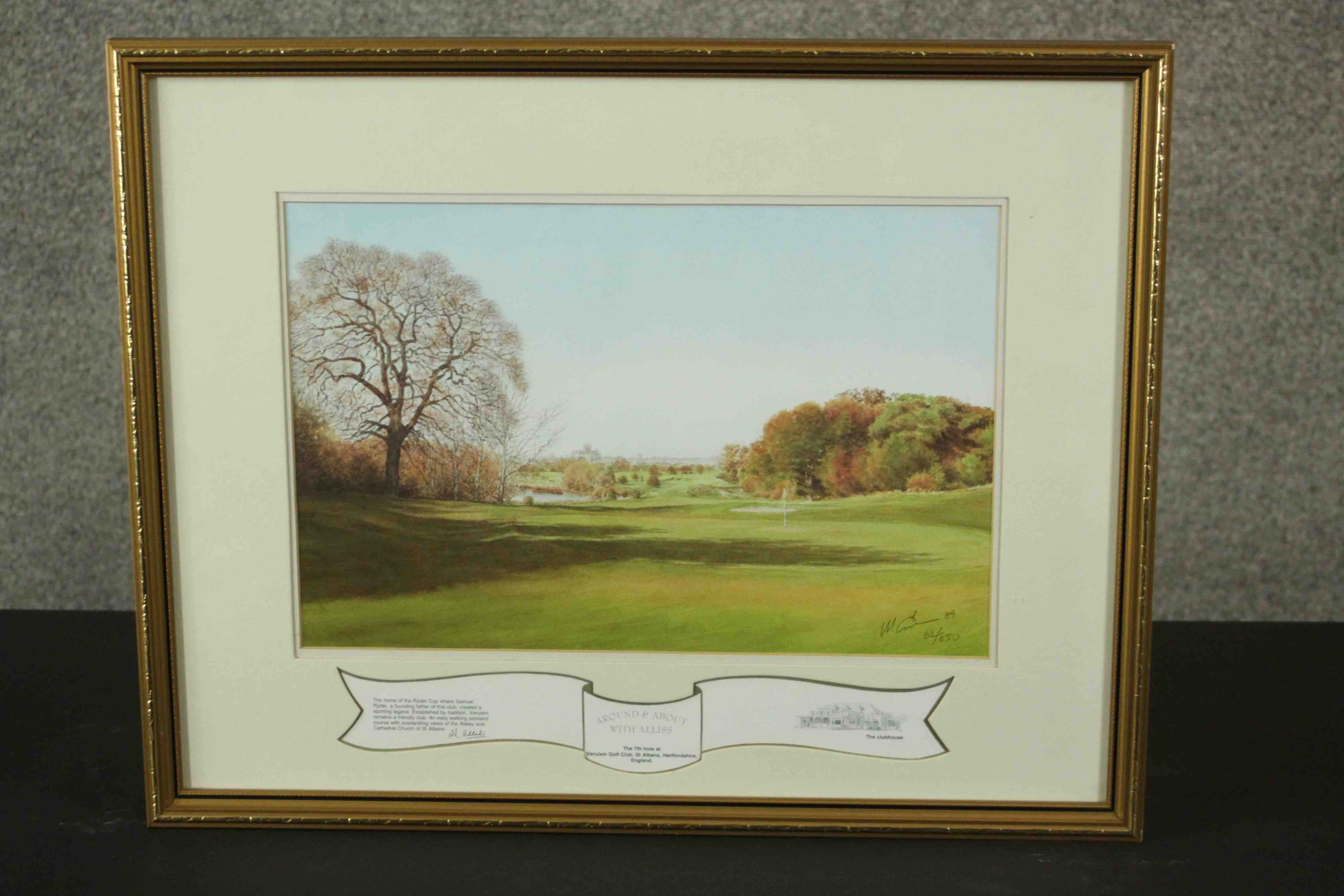 Peter Alliss, limited edition signed print 'Verulam 7th hole Golf Print Club'. H.43 W.54cm. - Image 2 of 6