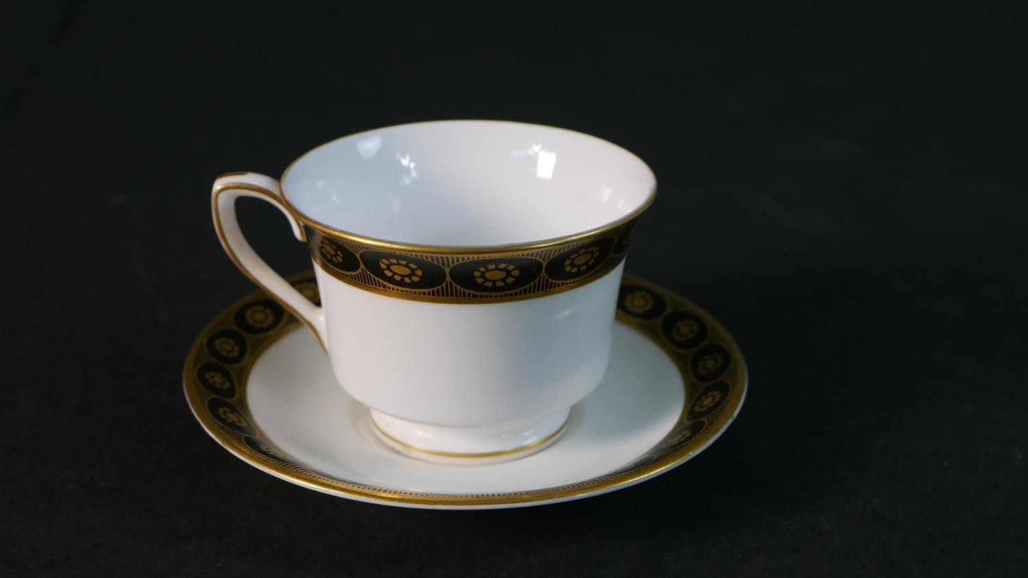 A collection of hand painted porcelain, including a set of twelve hand painted black and gold - Image 3 of 9