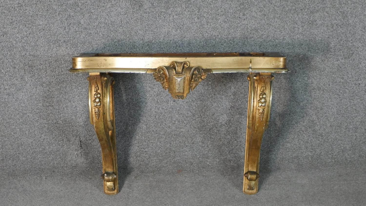 A 19th century Italian parcel gilt and silvered console table, wall mounted but missing the marble - Image 2 of 8