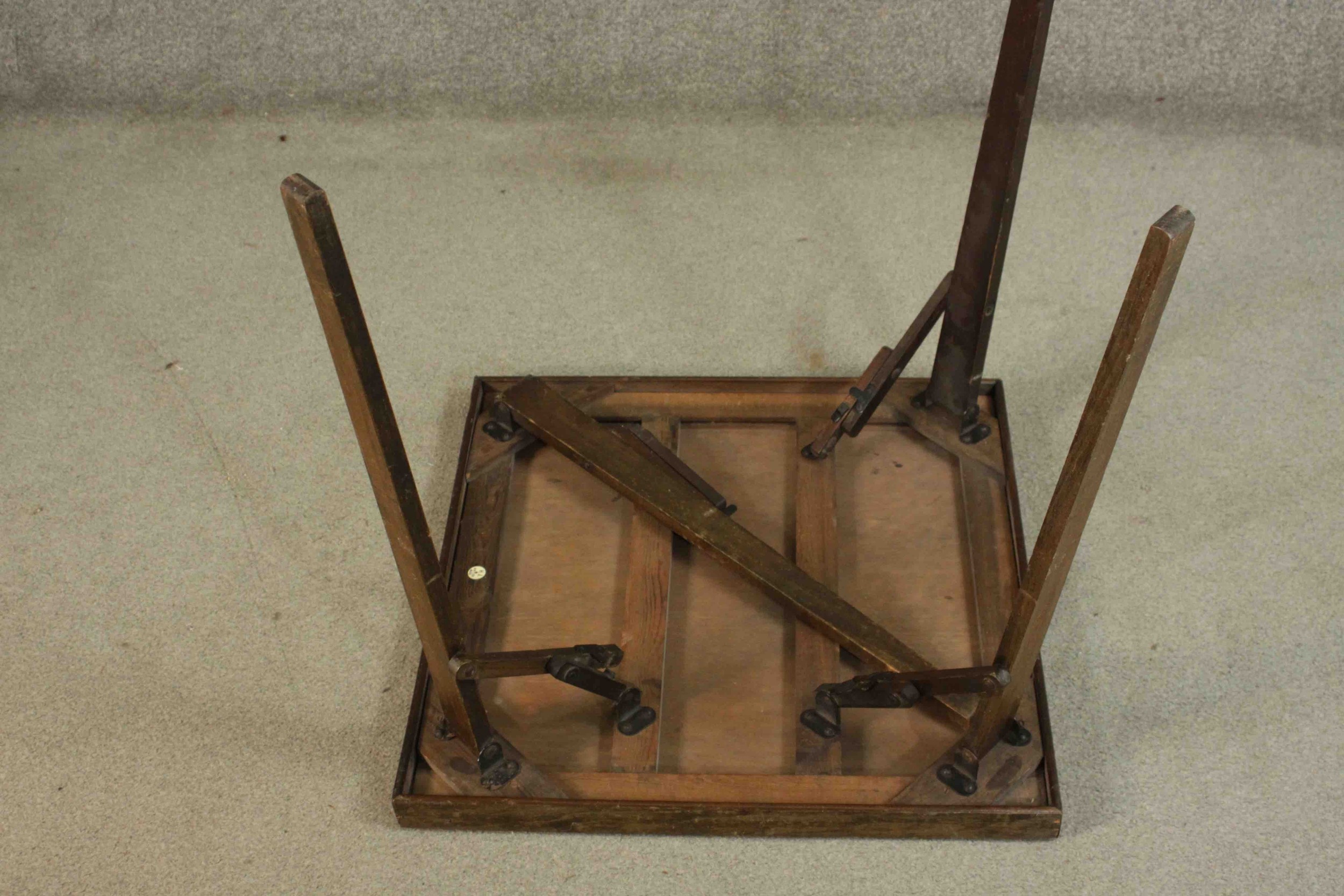 A vintage folding card table with makers label to the underside. H.71 W.62 D.62cm. - Image 5 of 9