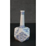 A 20th century Chinese blue and white porcelain octahedral form vase, painted with deers and