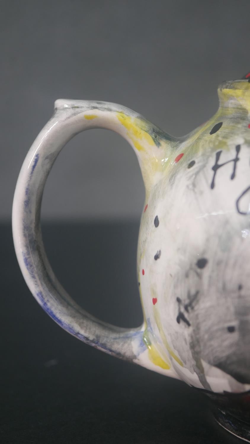 STOT21stCplanB (Harry Adams), 20th Century, Millennium Death Wheel teapot, glazed and hand painted - Image 11 of 13