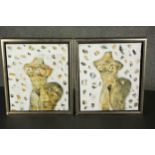 Two framed mixed media art works on canvas of nude torsos, indistinctly signed. H.39 W.34cm. (each)