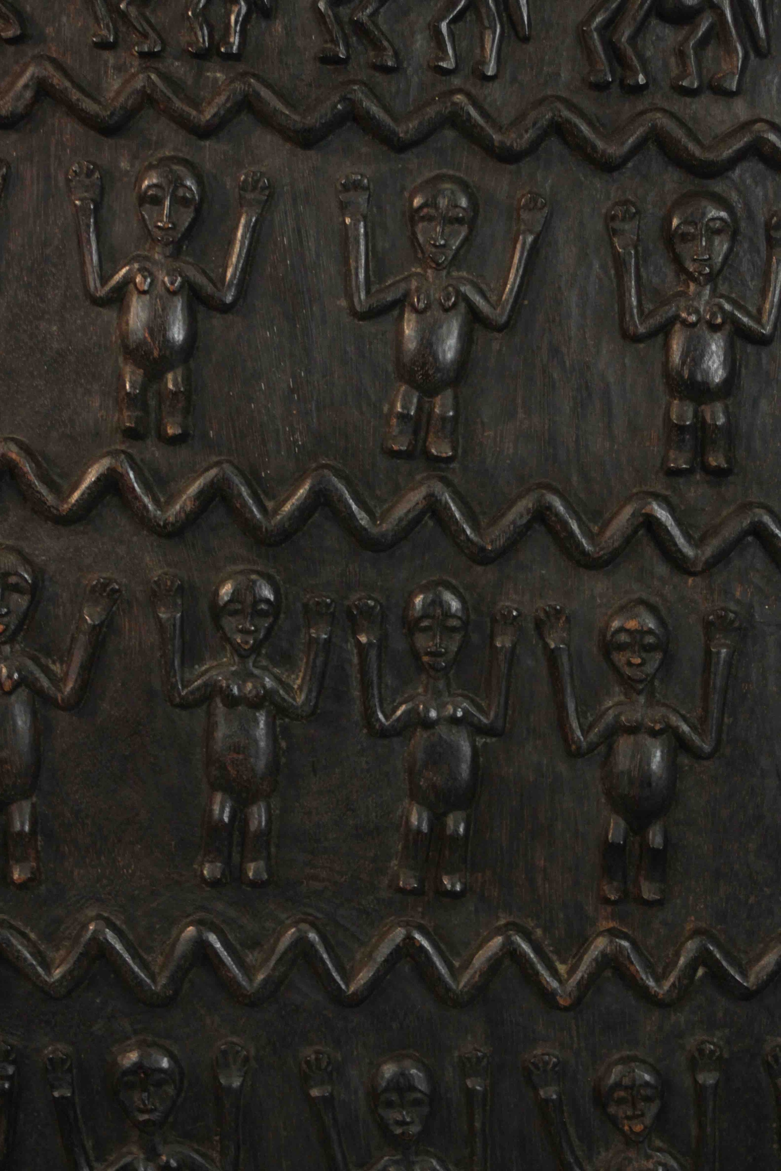 Two early 20th century African tribal carved panels depicting animals and figures. H.70 W.50cm.( - Image 5 of 8