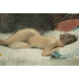 Antoine Calbet (French 1960-1944), Sleeping Female Nude, pastel, signed in pencil lower right. H.