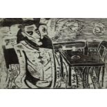 Billy Childish (b.1959), woodcut print on tracing paper, Billy and Dolli, 1984. First ever woodcut