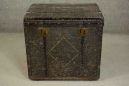 A circa 1890 Louis Vuitton steamer cabin trunk, grey canvas with wood binding, a lozenge painted