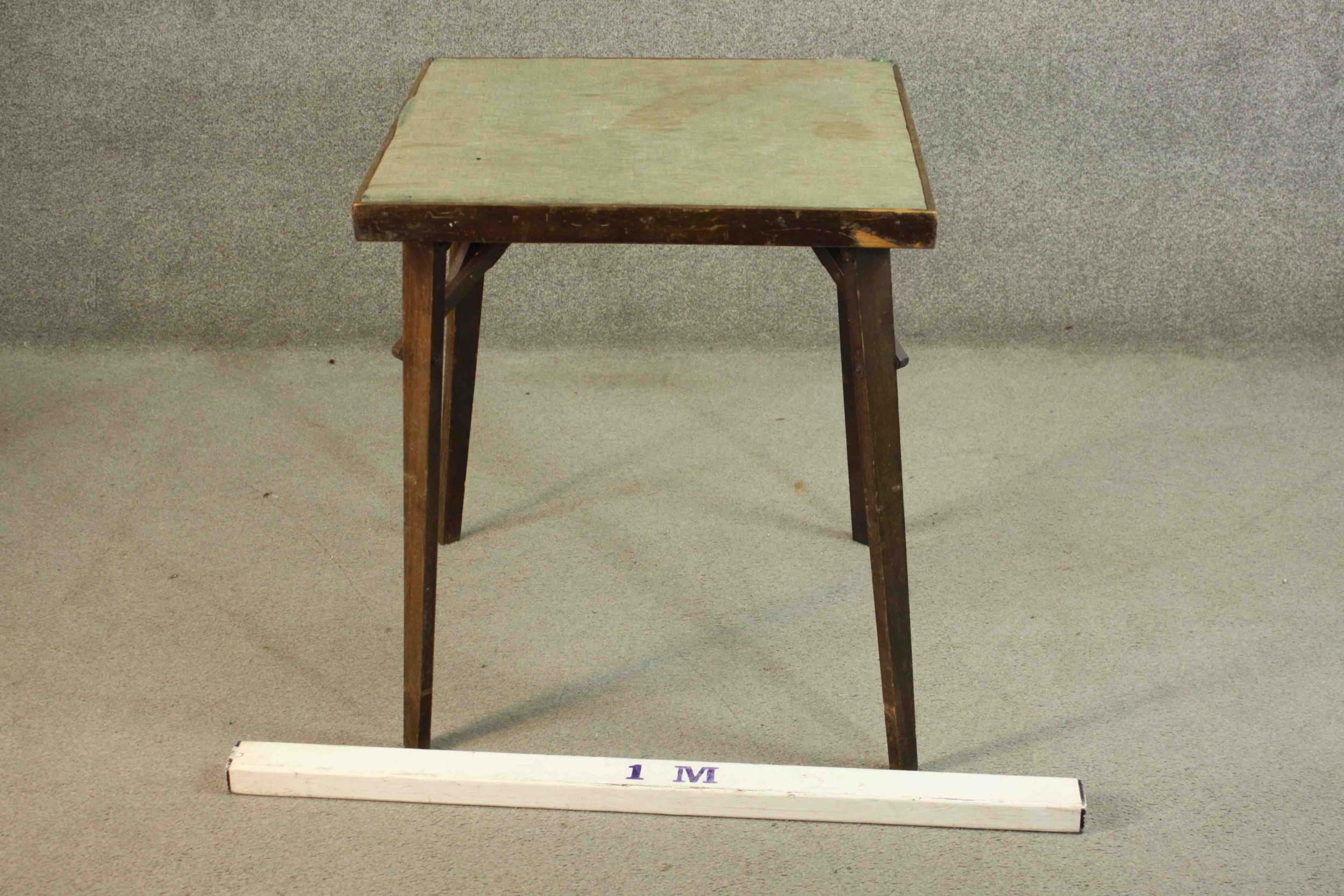 A vintage folding card table with makers label to the underside. H.71 W.62 D.62cm. - Image 2 of 9