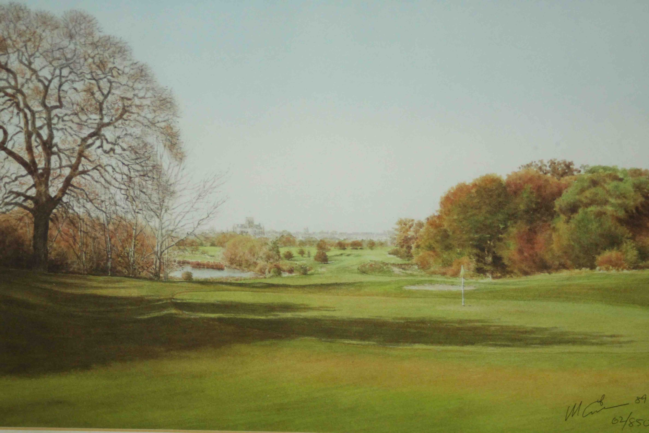 Peter Alliss, limited edition signed print 'Verulam 7th hole Golf Print Club'. H.43 W.54cm.