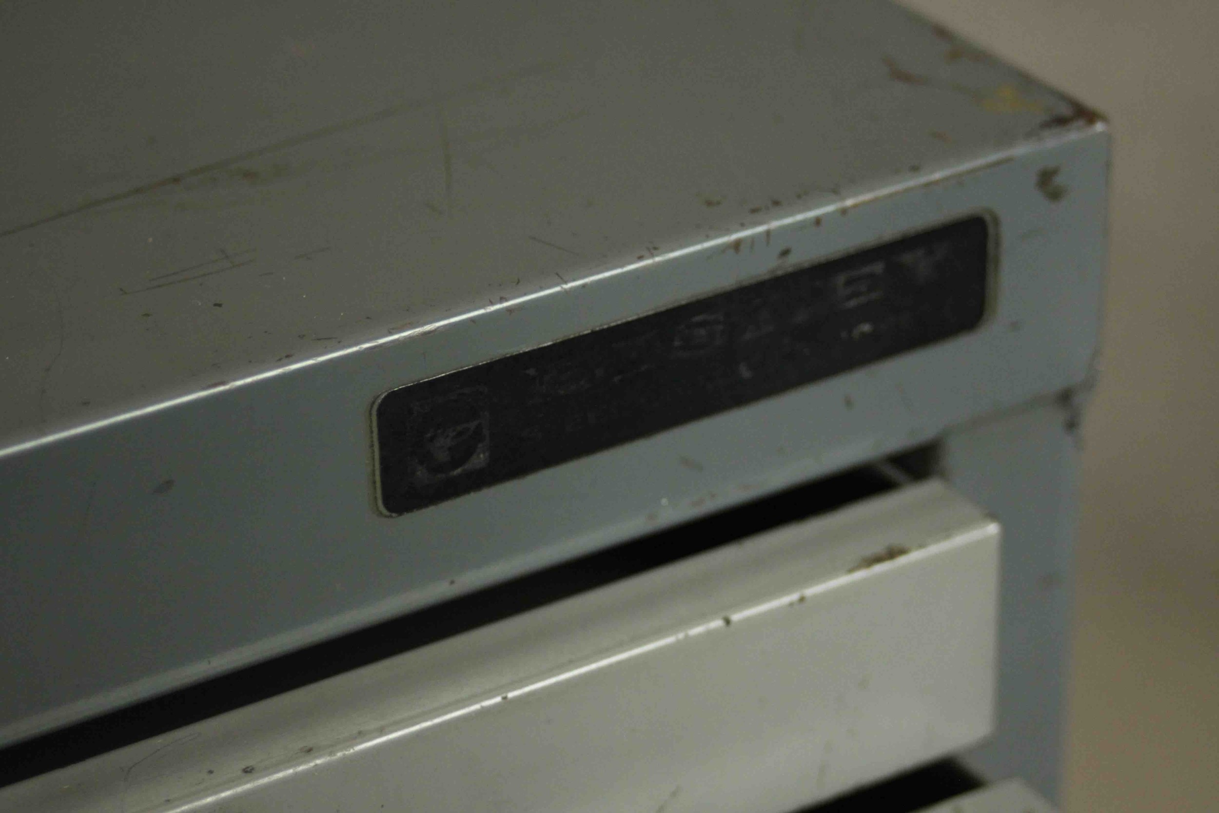 A mid to late 20th century painted steel filing cabinet, in two shades of grey with thirty - Image 6 of 6