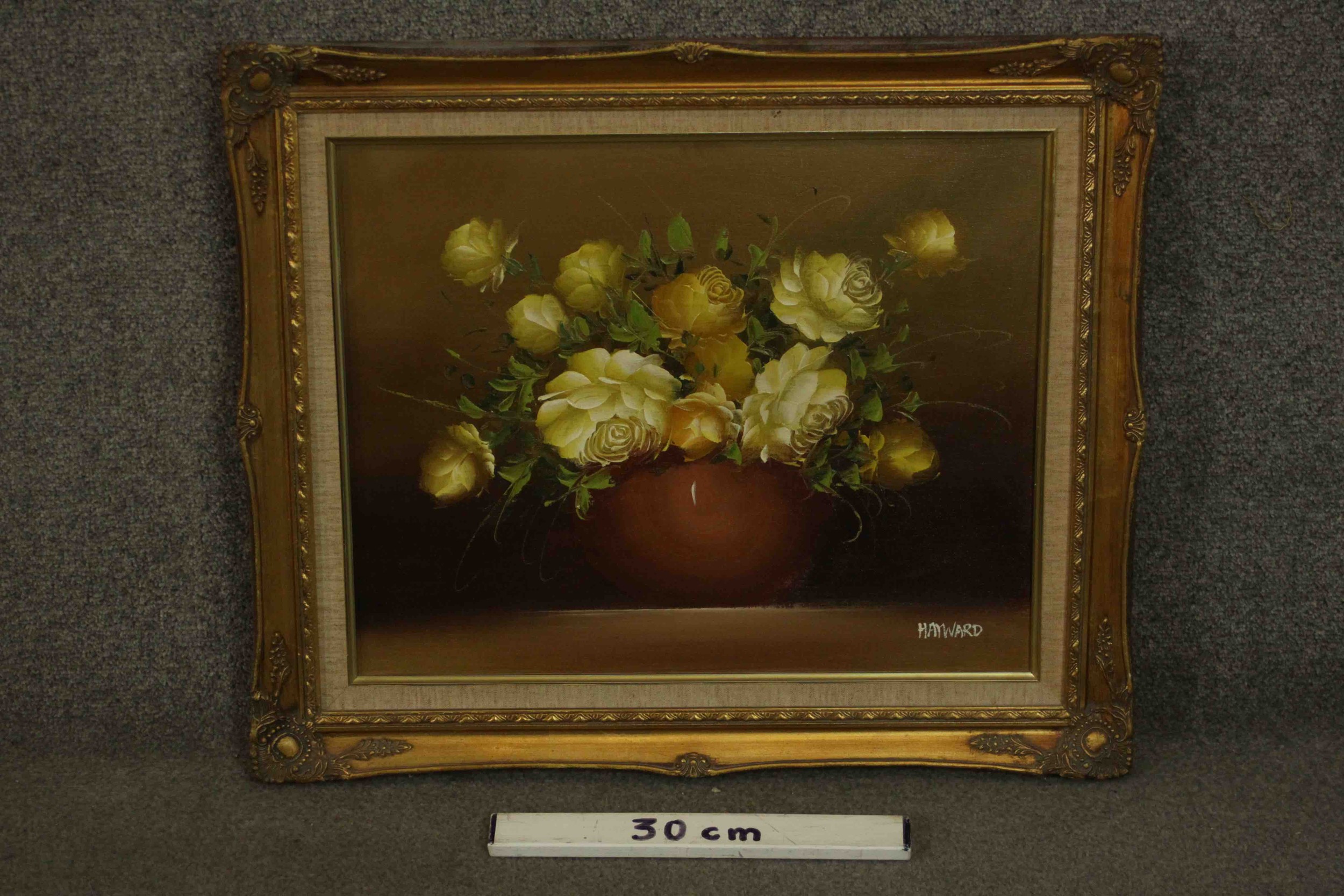 Late 20th century school, still life of flowers, oil on canvas, signed Hayward lower right. H.55 W. - Image 3 of 6