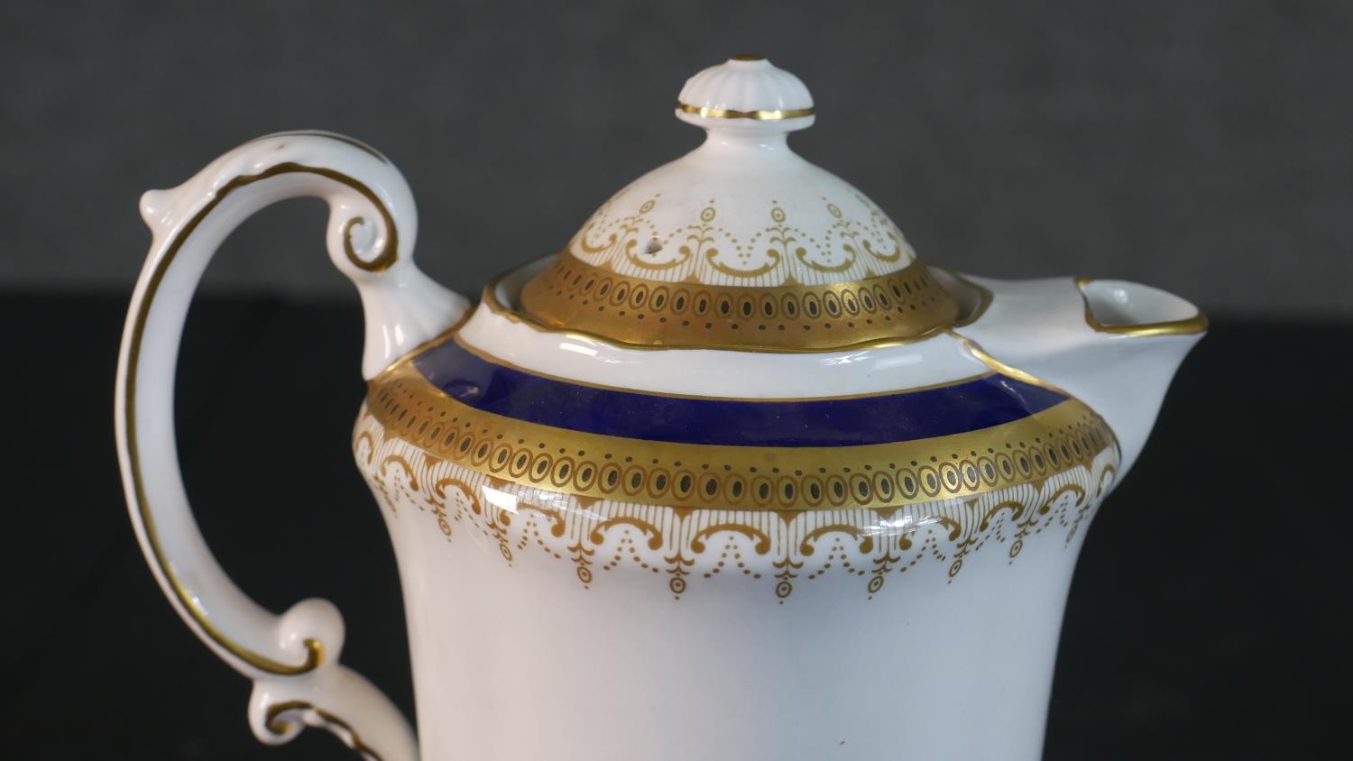 A collection of hand painted porcelain, including a set of twelve hand painted black and gold - Image 6 of 9
