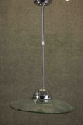 DAR Lighting; A Hemisphere 1 flying saucer style pendant light, with a telescopic chrome stem,