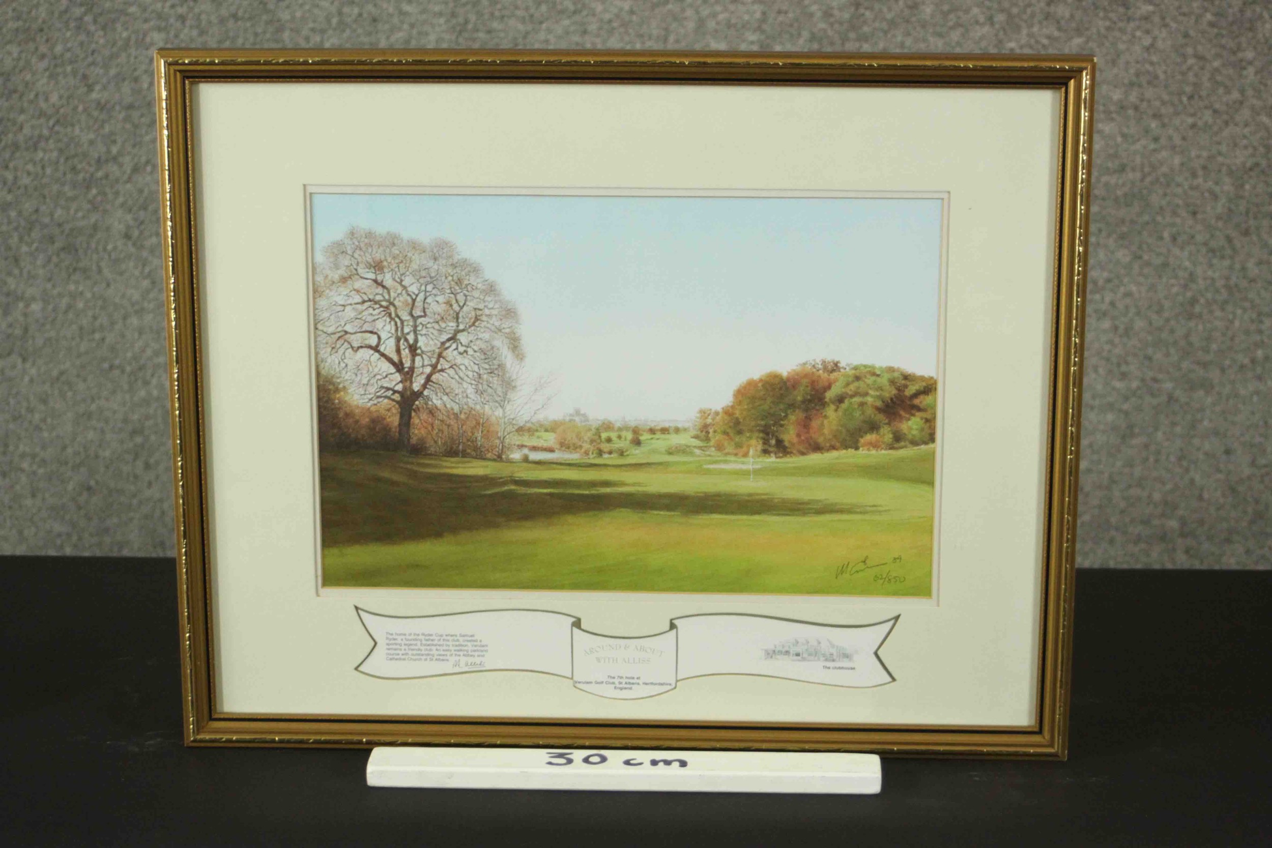 Peter Alliss, limited edition signed print 'Verulam 7th hole Golf Print Club'. H.43 W.54cm. - Image 3 of 6