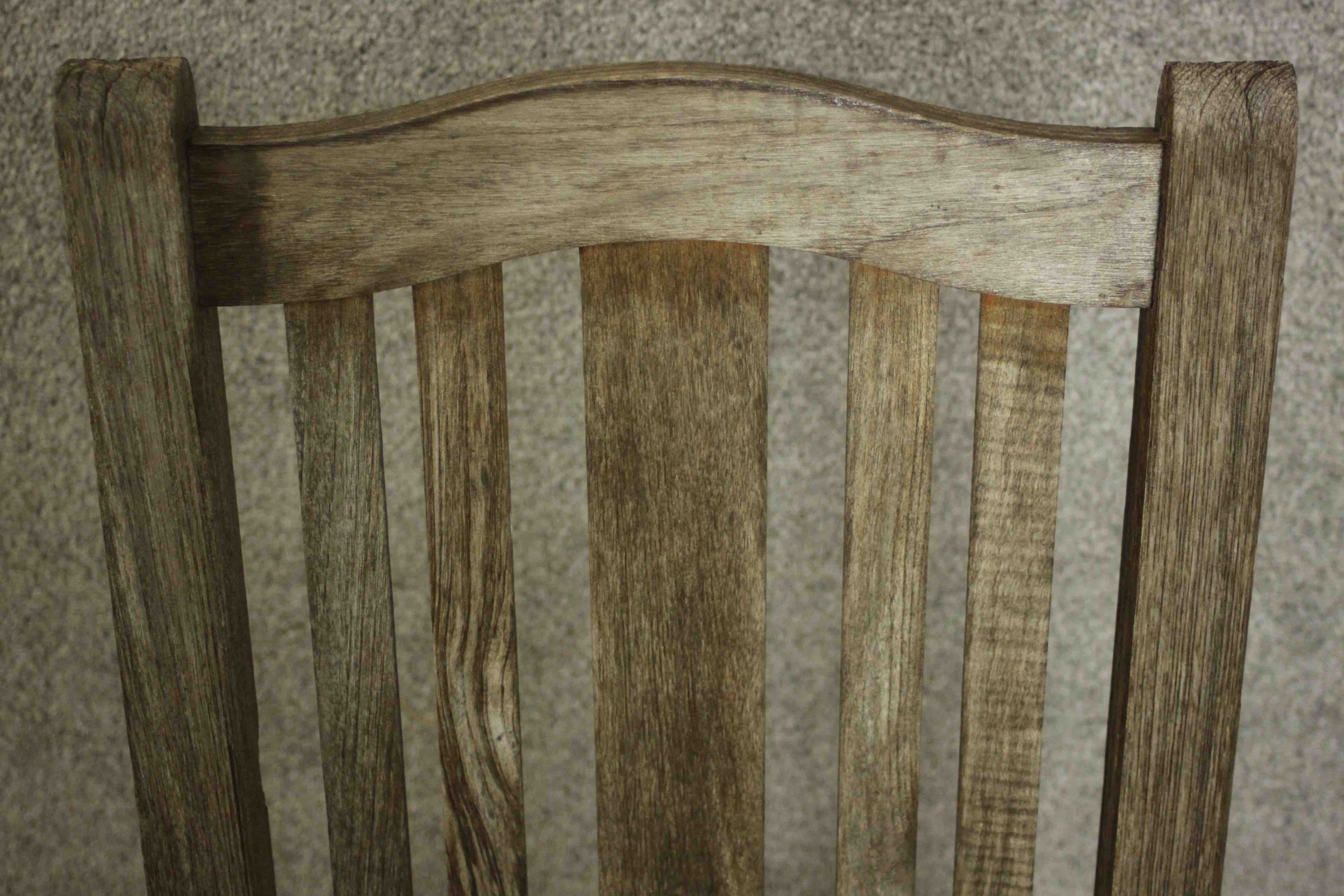 A set of four contemporary Barlow and Tyrie oak garden dining chairs, with slatted seats. - Image 9 of 9