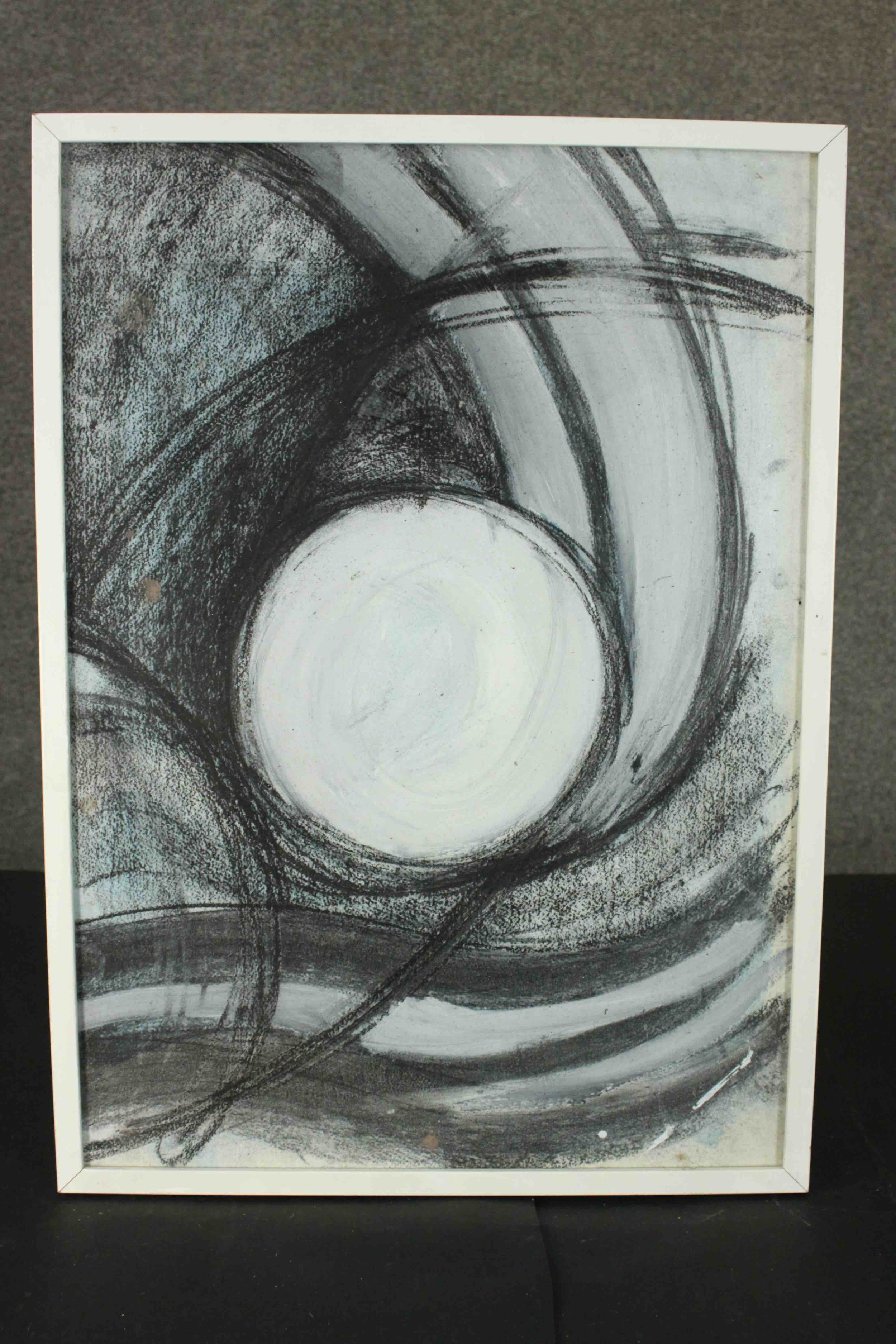 A framed and glazed abstract pastel, unsigned. H.73 W.53cm. - Image 2 of 6
