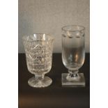 William Yeoward Crystal Lucia Hurricane glass along with a celery glass with hand cut star