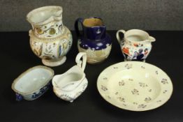 A collection of 19th century porcelain and ceramics, including a Welsh Victorian lustre jug, a Royal