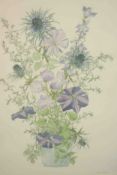 Judy Strafford, still life of flowers, watercolour, signed lower right. H.89 W.68cm.
