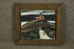 A framed oil on board of Wildborough Clough, 1988, indistinctly signed. H.29 W.31cm.