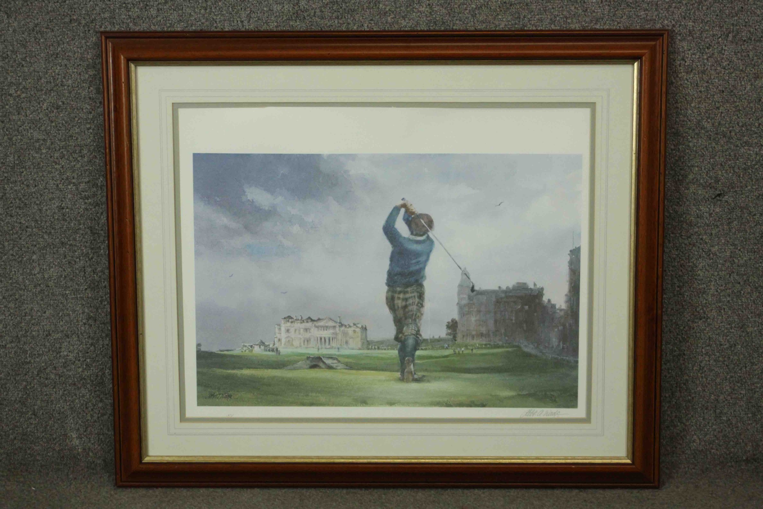 After Robert Wade (Australian b.1930), The Last Drive St Andrews, limited edition golfing print, - Image 2 of 6