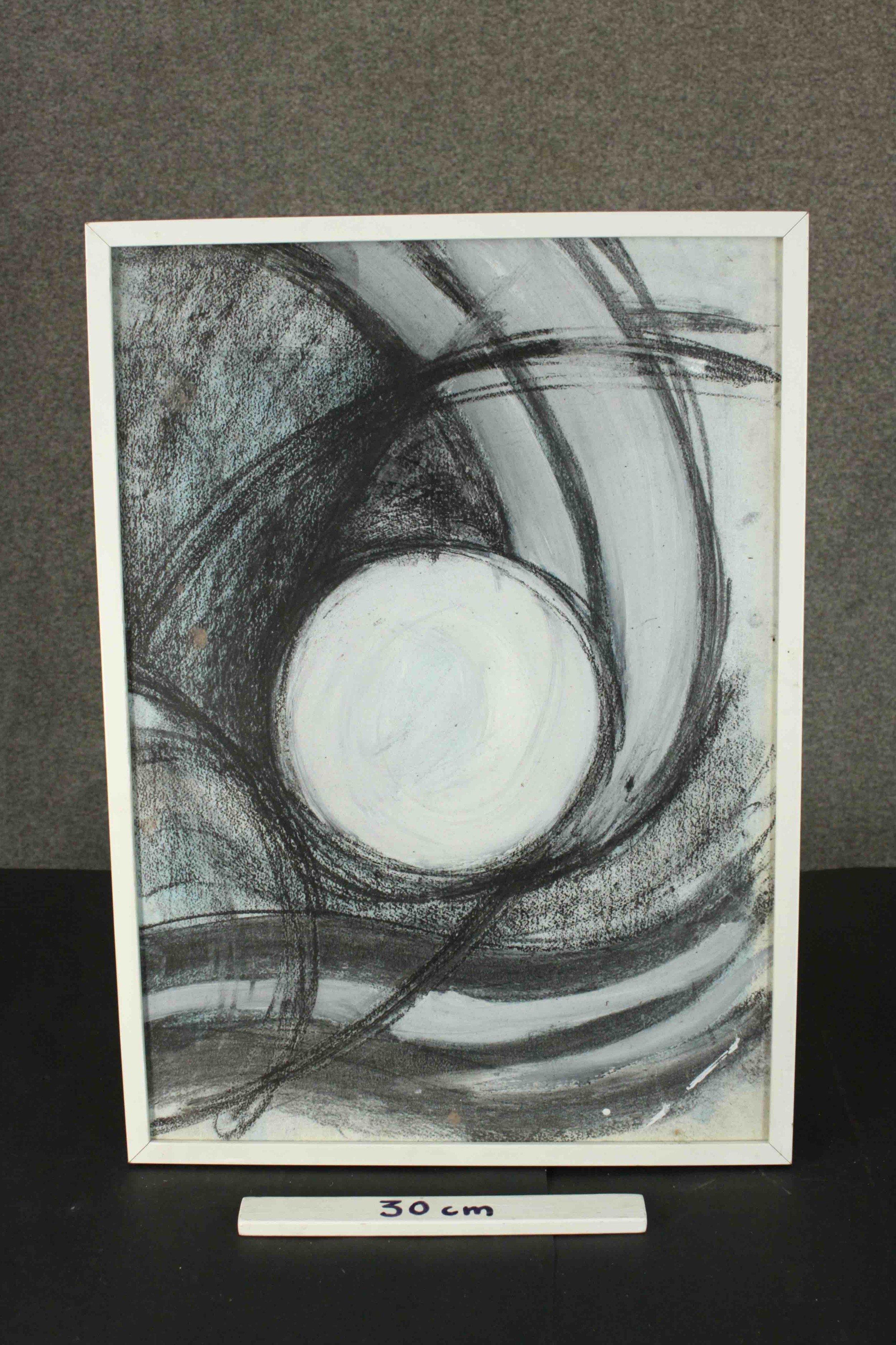 A framed and glazed abstract pastel, unsigned. H.73 W.53cm. - Image 3 of 6