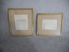 Mel Calman (1931-1994), Tax Maze and Balancing Act, pencil, signed. H.34 W.29cm