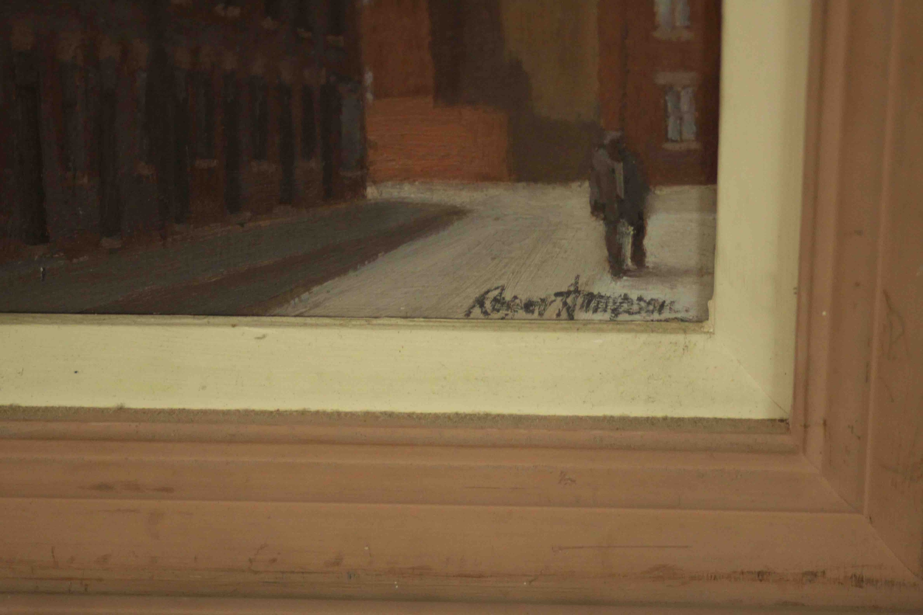 Roger Hampson (1925 - 1996), 'Pleasant Street, Bolton, oil on board, signed. H.37 W.33cm. - Image 4 of 6