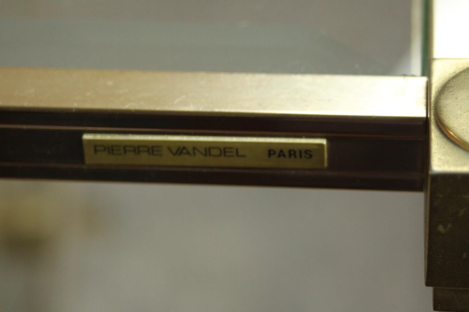 A Pierre Vandel of Paris coffee table in clear perspex, glass and pale brass finish, single under - Image 7 of 8