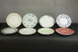 A collection of eight ceramic plates, including Legele, Limoges and Spode. Dia.28cm. (largest)