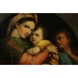 After Raphael, La Madonna della Sedia, 19th century oil on canvas. W.103 W.101cm.