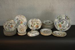 A circa 1820 Davenport ironstone Flying Bird Pattern part dinner service comprising a tureen,