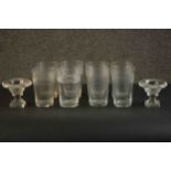 A collection of eight hand cut and etched mixed design tumblers and two 19th century hand cut
