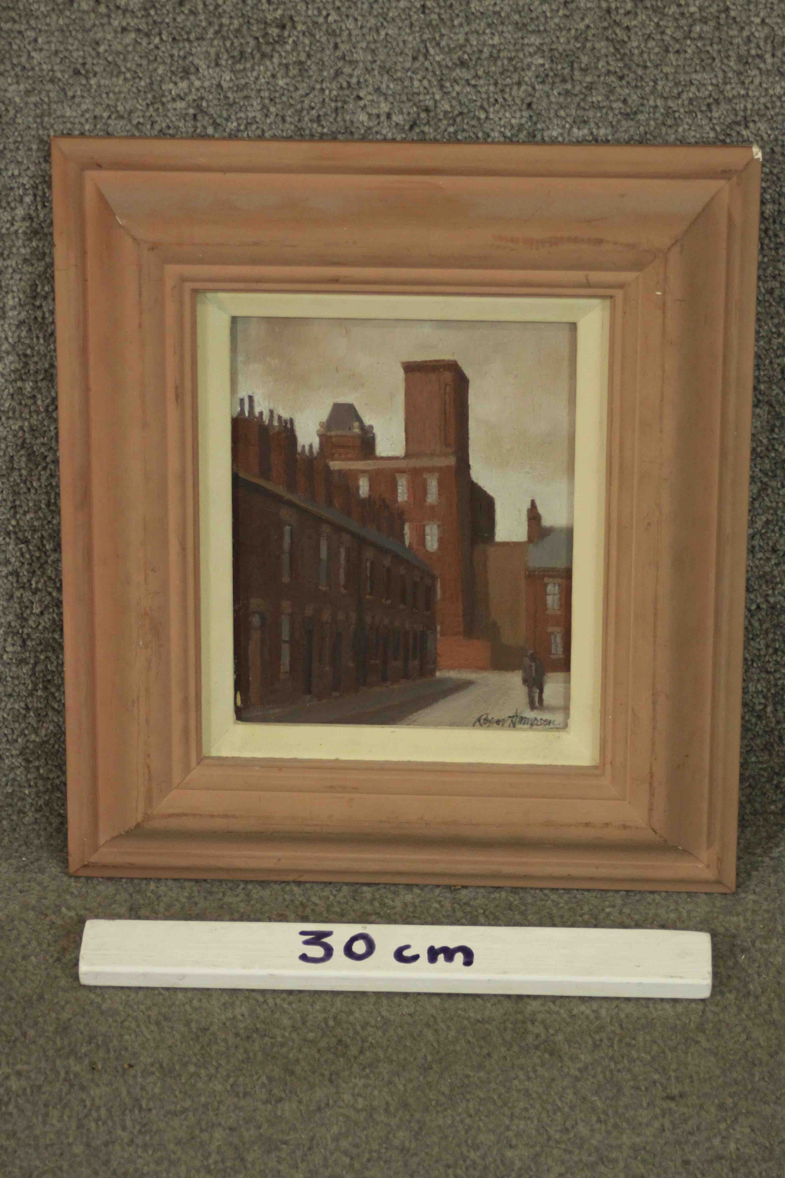 Roger Hampson (1925 - 1996), 'Pleasant Street, Bolton, oil on board, signed. H.37 W.33cm. - Image 3 of 6