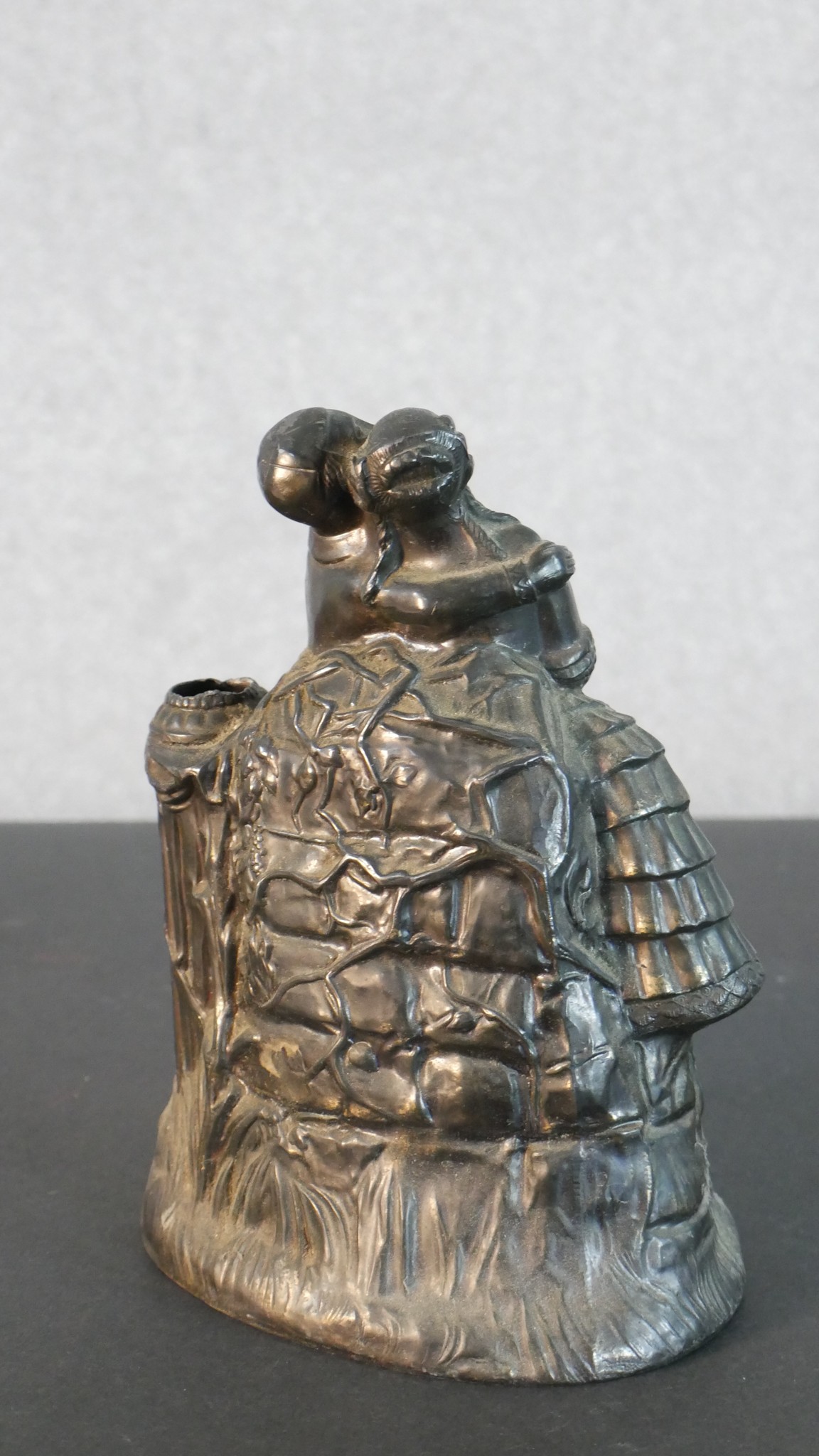 A bronze figure of a man smoking a pipe along with a spelter figure of a female swimmer (arm broken) - Image 5 of 8