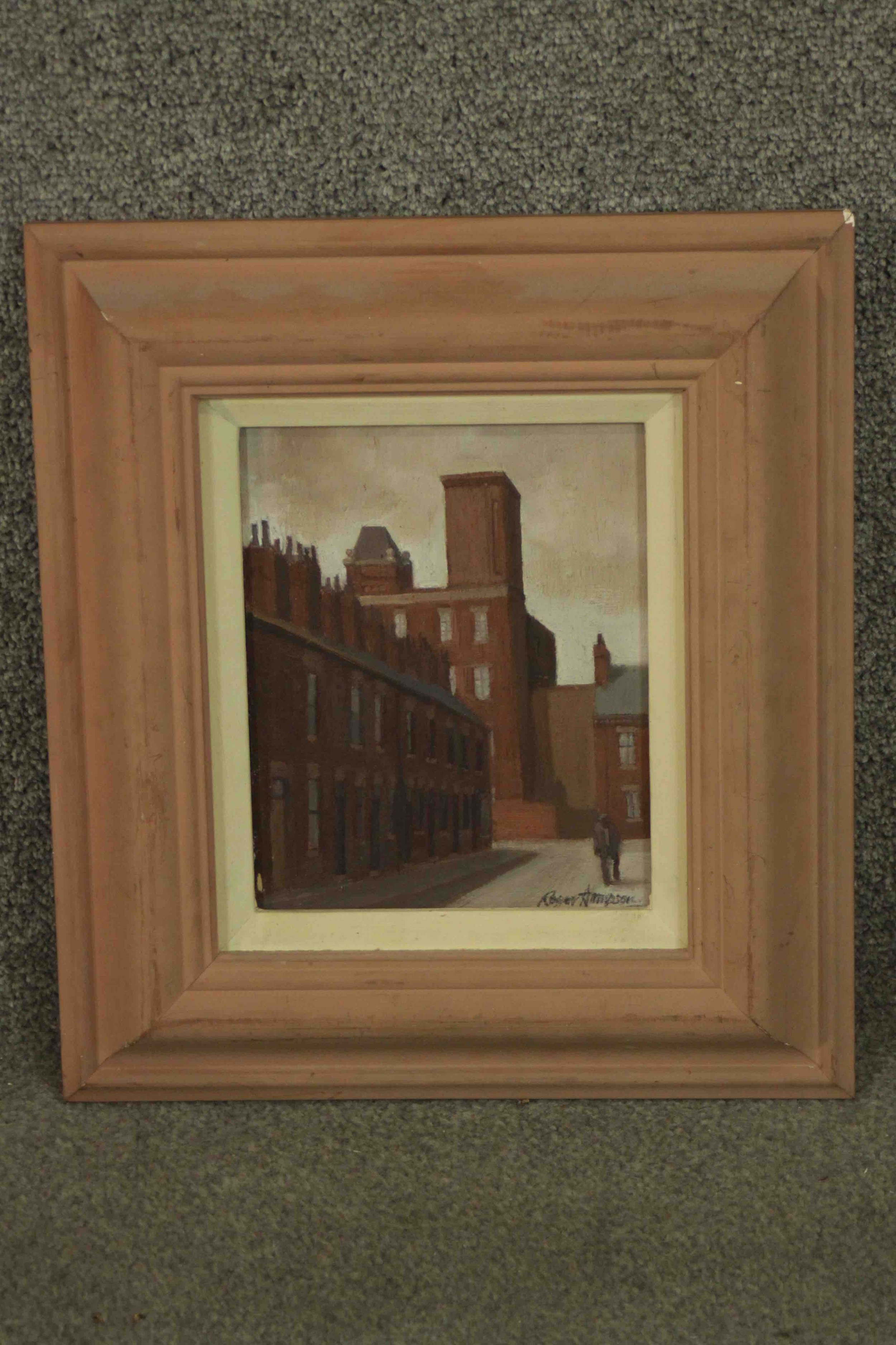 Roger Hampson (1925 - 1996), 'Pleasant Street, Bolton, oil on board, signed. H.37 W.33cm. - Image 2 of 6
