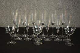 A collection of Baccarat drinking glasses. A set of six large Baccarat Dom Perignon champagne