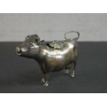 A 1950's novelty silver creamer in the form of a cow by Richard Carr, hallmarked: RC for Richard