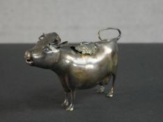 A 1950's novelty silver creamer in the form of a cow by Richard Carr, hallmarked: RC for Richard