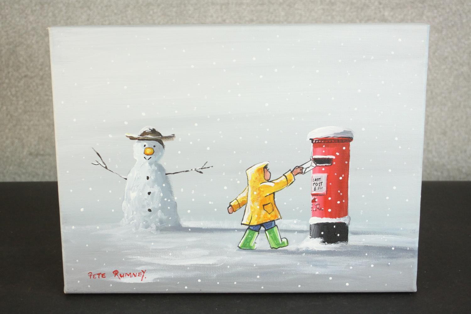 Pete Rumney (Contemporary), Letter in the Snow, November 2017, acrylic on canvas, signed lower left, - Image 2 of 6